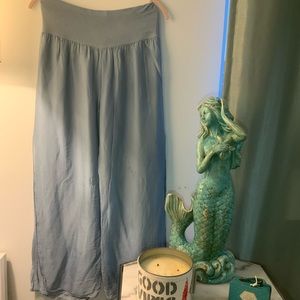 Blue flowy yoga pants